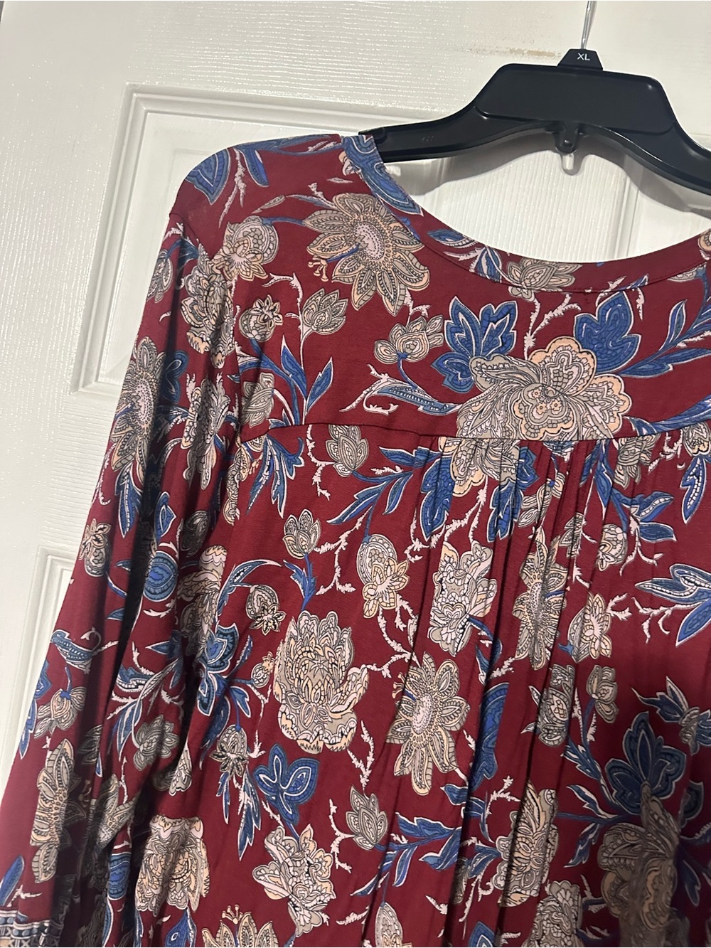 Lucky Brand Plus Paisley/Floral Button Front Henley Top - Picture 12 of 15